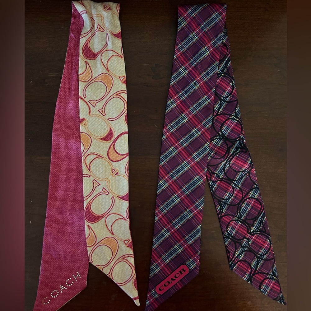 Set of 2 Coach silk skinny scarfs